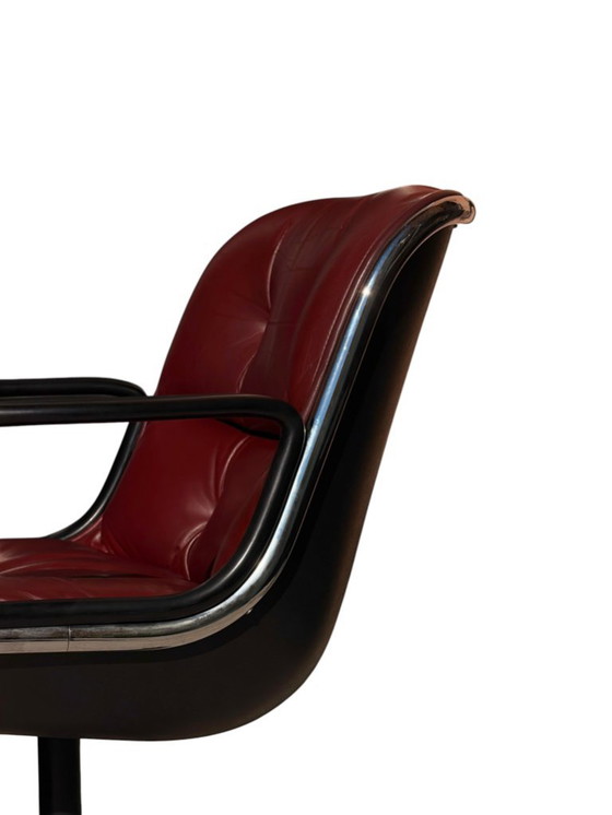 Poltrona Executive Charles Pollock Knoll in pelle bordeaux, base a 4 razze – Poltrone, Cromo (photo 10 of 10)