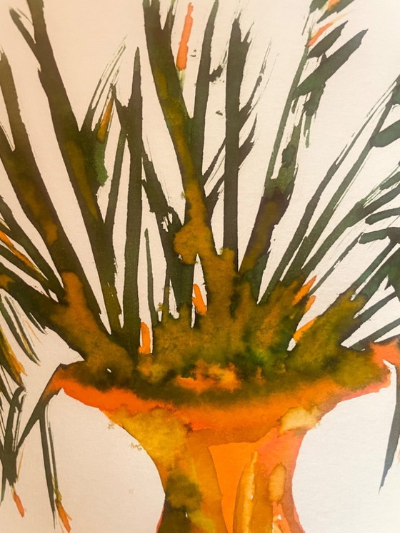 Signed Still Life Painting "Provençal Jar Adorned with Plants" – P. Fenilhac, Paintings & Drawings, Paper (photo 9 of 9)