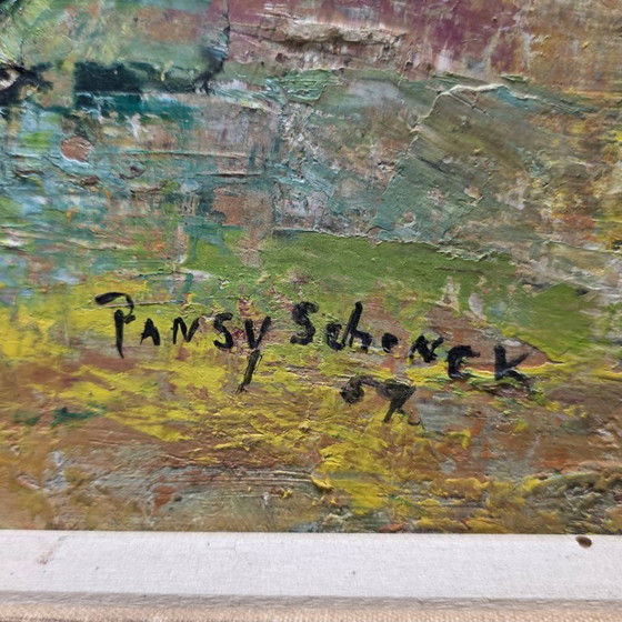 Image 1 of Tableau floral vintage Pensée Schenck