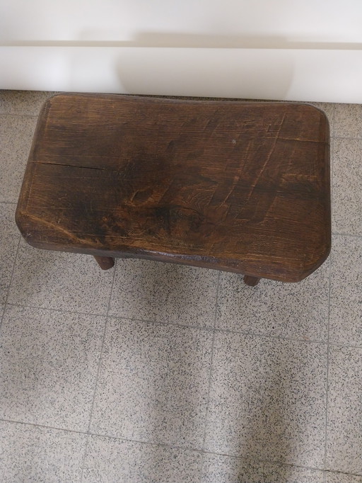 1 x Brutalist Side Table in Heavy Dark Oak 1970's