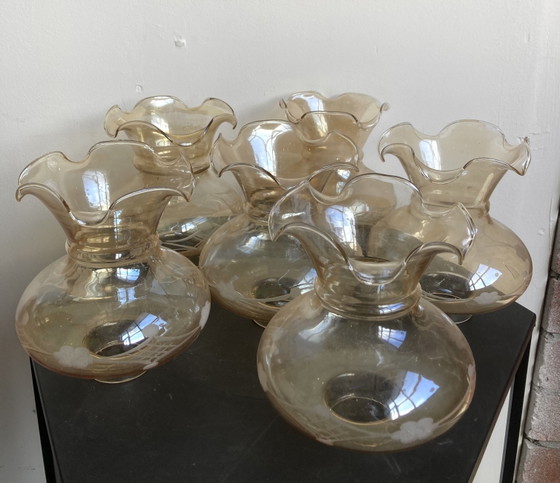 Image 1 of 6 vintage amberkleurige lampenkapjes