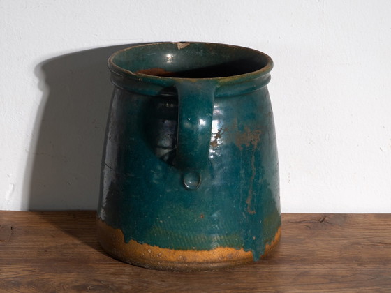 Antique folk glazed pottery pot – Central Europe, circa 1930 – Plant pot, Rustic (photo 22 of 40)
