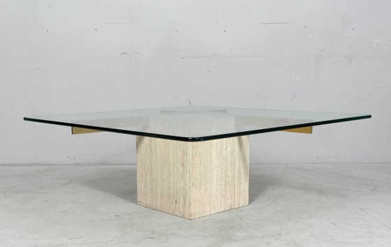 Image 1 of Artedi Travertin Couchtisch/Beistelltisch, Italien, 1970er Jahre
