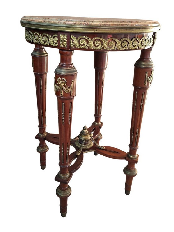 Image 1 of Neoclassical Guéridon in Mahogany and Red Marble, Late 19th Century