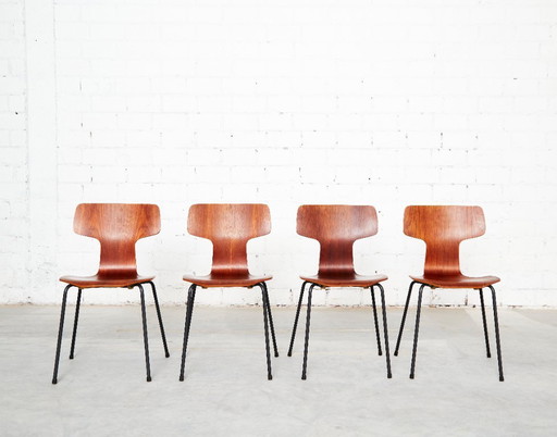 Arne Jacobsen 3103 Hammer Chair voor Fritz Hansen | Set van vier – eetkamerstoelen, Wood (photo 2 of 20)