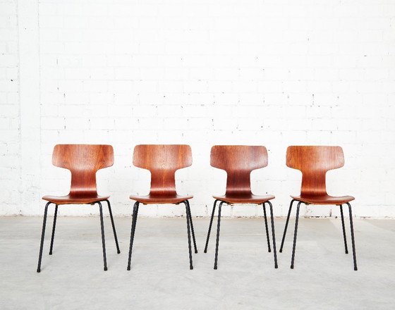 Arne Jacobsen 3103 Hammer Chair voor Fritz Hansen | Set van vier – Eetkamerstoelen, Wood (photo 2 of 20)