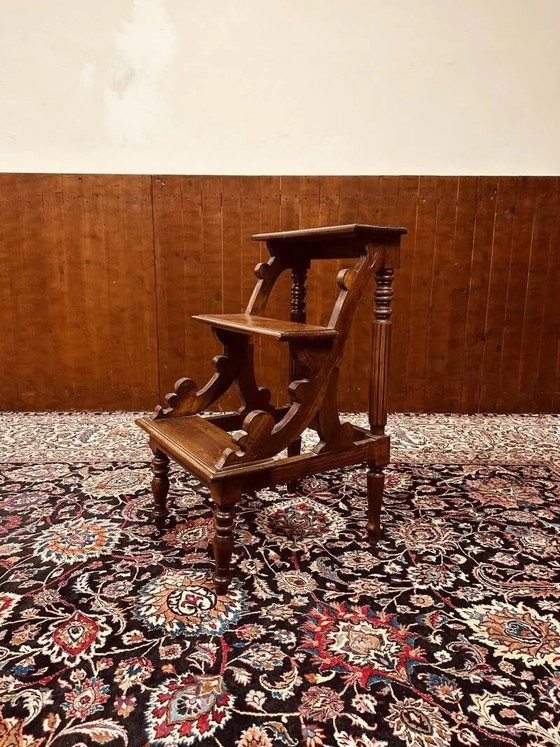 Escalier de bibliothèque classique, Tabourets, Bois (photo 8 sur 8)