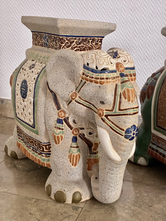 Image 1 of Vintage set of elephant plant stands