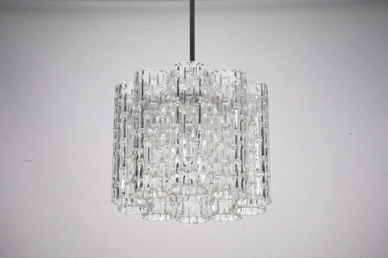 Image 1 of Mid-Century Pendant in Murano Glass Elements and Chrome, Italy 1960s