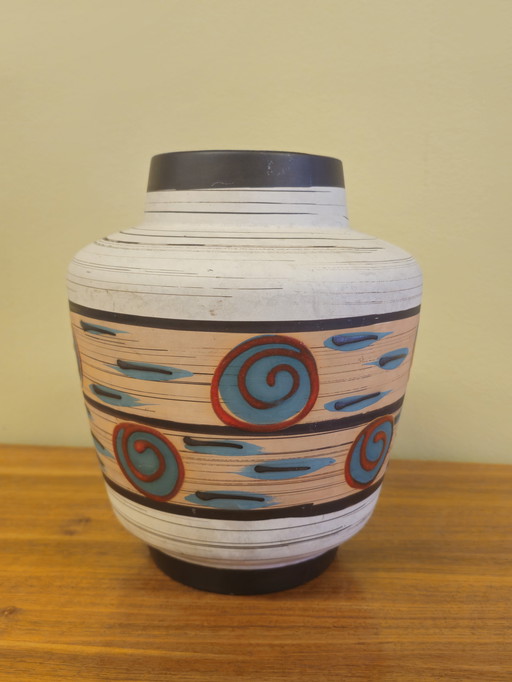 Vintage West Germany Vase Vase Blue Red