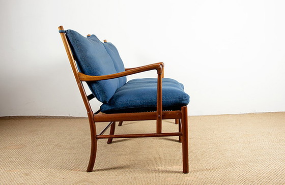 Image 1 of 2-seat Danish sofa in mahogany and cane, model PJ 149/2 OR "Colonial chair" by Ole Wanscher for Poul Jeppesen.