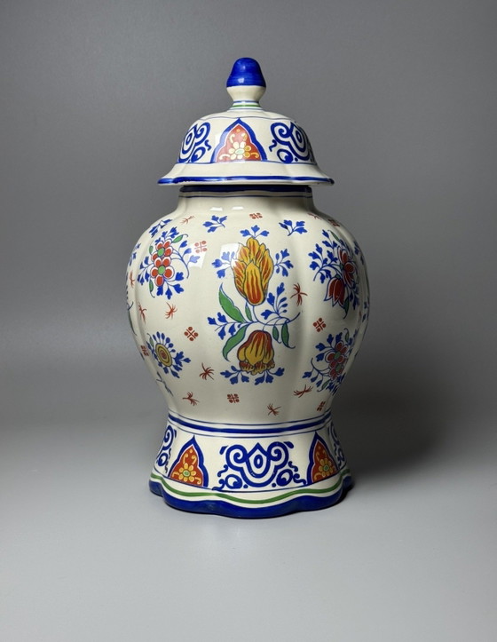 Image 1 of Boch Frères Keramis dekselpot van faience – Art Deco-periode – België, jaren dertig