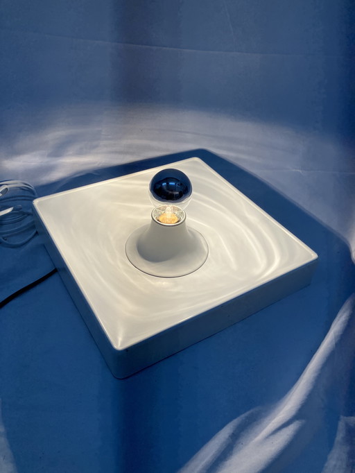 Vintage witte ijzeren vierkante wandlamp van Solken Leuchten