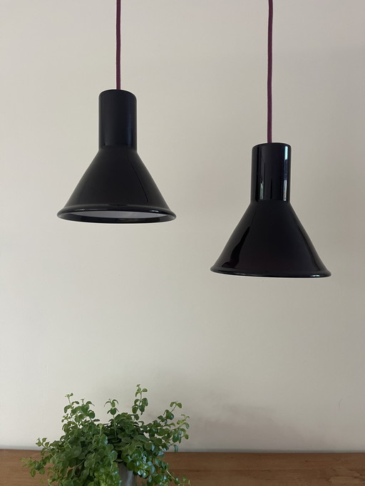 Vintage Holmegaard P&T pendant set of 2 - Michael Bang - Danish design lamp