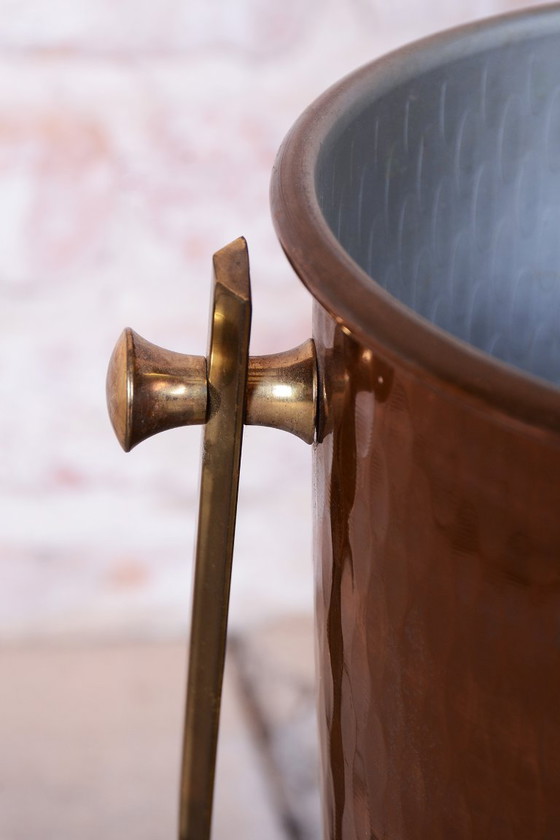 Original Art Deco Standing Champagne Cooler, Brass, Copper, France, 1920s, Table accessories, Metal, Brown (photo 11 of 11)