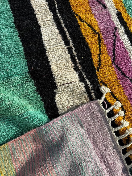 Image 1 of Tapis marocain en laine vert menthe neuf – 210 x 310 cm, style berbère abstrait moderne