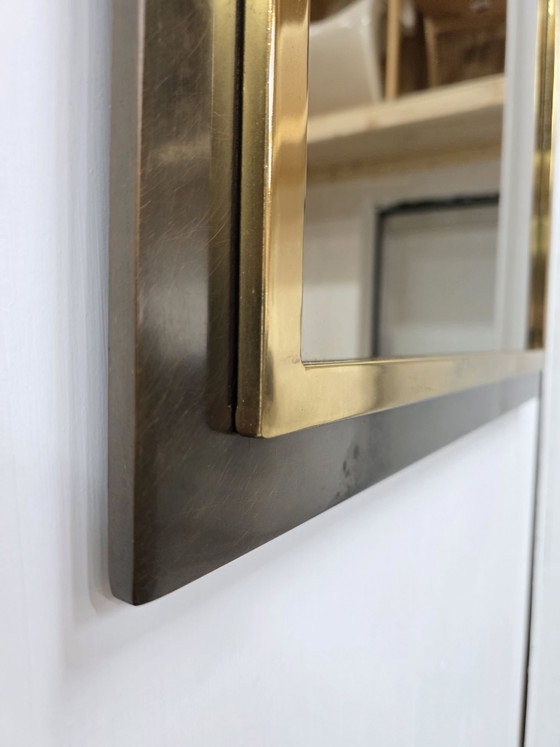 Belgo Chrom bar + mirror 70/80s Hollywood Regency, Belgochrom, Liquor cabinets, Brass, Aluminium, Beige (photo 8 of 8)