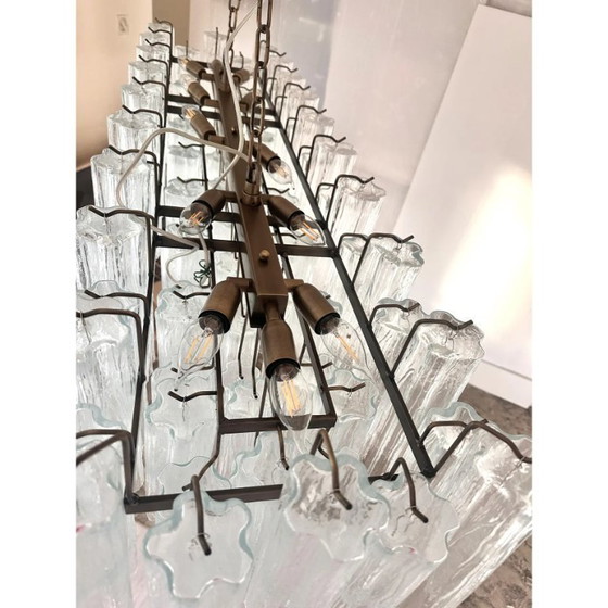 Image 1 of Contemporary Luxury Rectangular "Tronchi" Murano Glass Burnished Chandelier