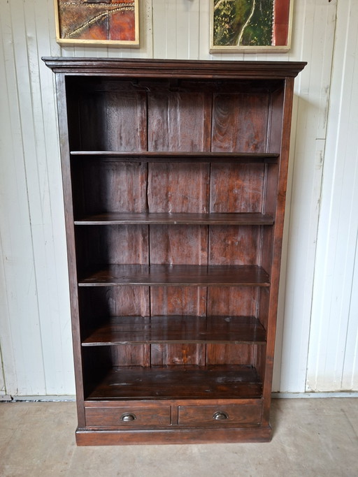 Colonial teak bookcase dimensions 116x37cm and 201 cm high. – boekenkasten, Wood