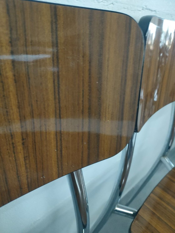 Image 1 of Set of two 1970s Caramel-colored Formica dining chairs and kitchen chairs (chrome-plated).