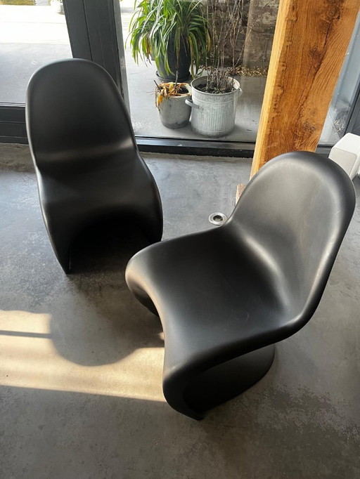 2x Silla Panton original negra (clásico del diseño de Verner Panton, producido por Vitra).