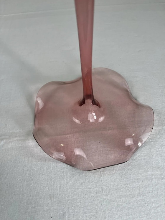 Soliflore rosa fumé con corolla ondulata, Vasi, Cristallo, Vetro, Vintage (foto 7 di 8)
