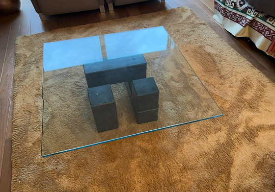 Image 1 of Glass coffee table with solid granite base