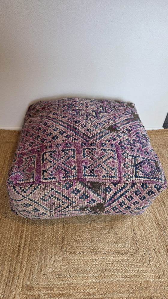 Image 1 of Vintage Berber pouf purple blue