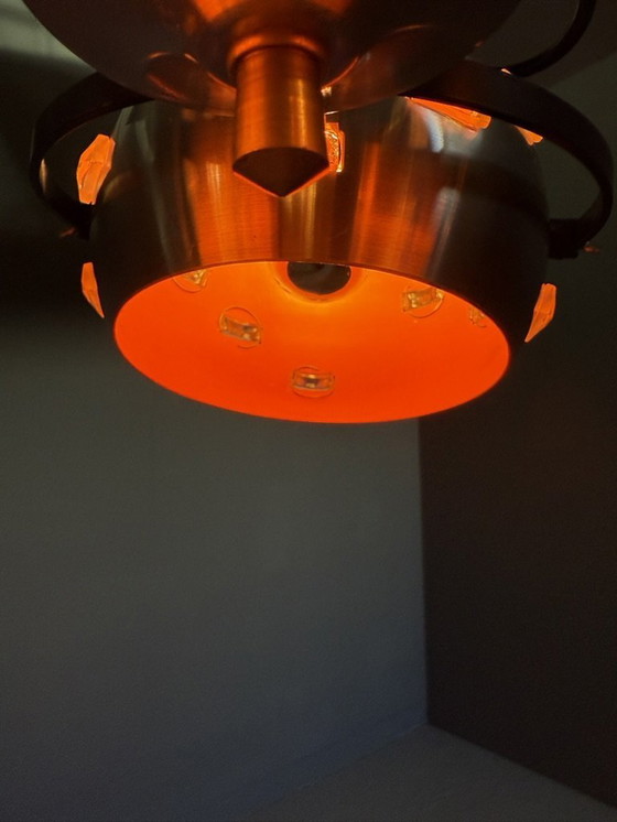 Image 1 of Eyeball Space Age Hanglamp Zilver En Oranje Vintage