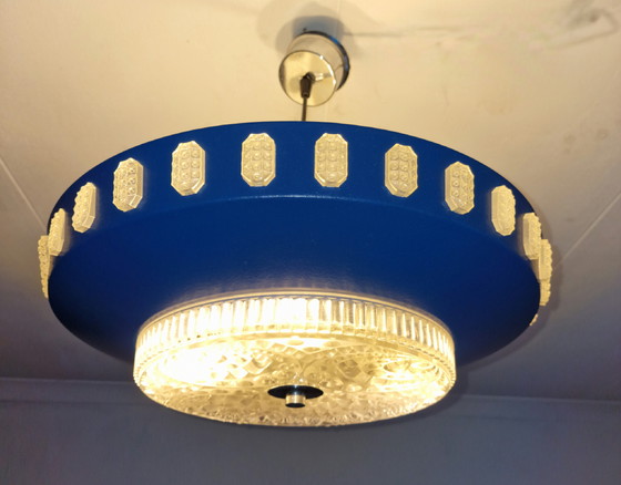 Image 1 of Vintage space age glas en metalen hanglamp