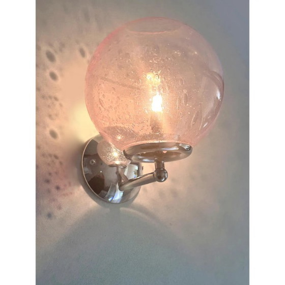 Image 1 of Ensemble de deux appliques murales contemporaines en verre de Murano rose « Pulegoso »