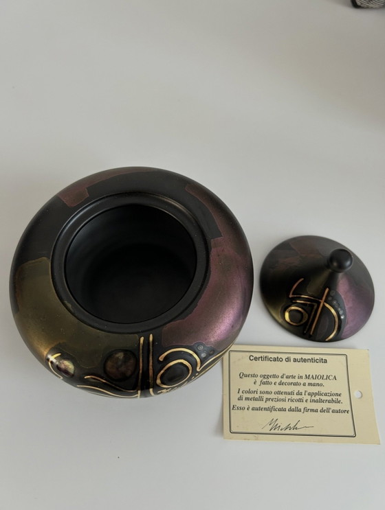 Scatola con coperchio italiana Space Age Errevi Renzo Verzolini Ceramica d'arte Oro – Studio EREVI (photo 3 of 5)