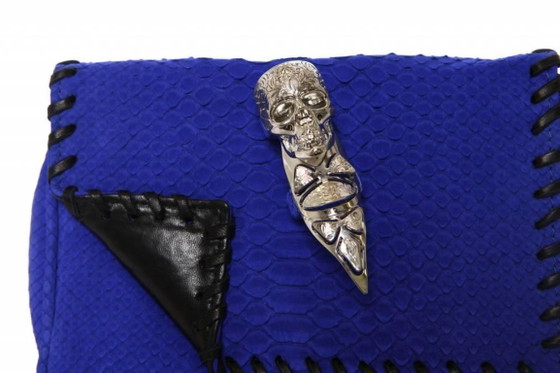 Image 1 of Maison Du Posh, pochette blu elettrico in pelle di serpente