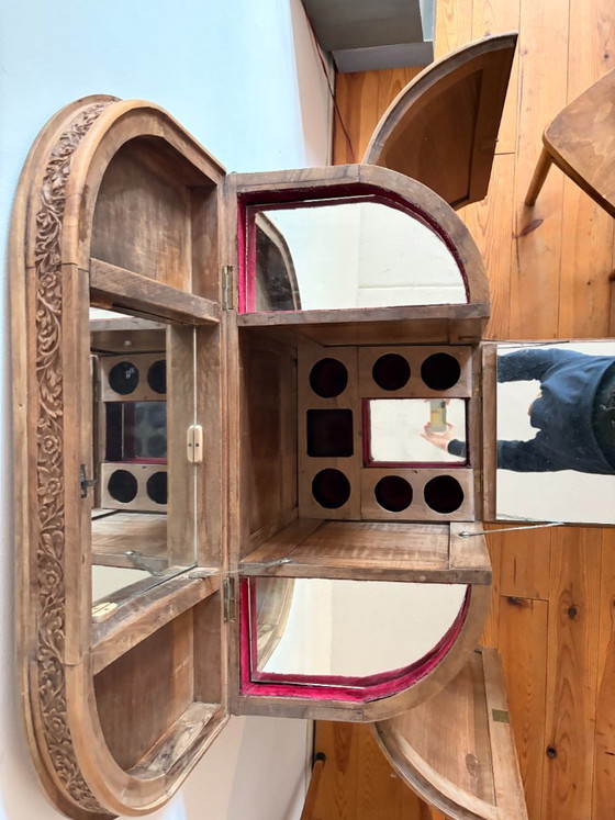 Handgesneden Kashmiri Drankkast – Art Deco – India, Jaren 60 – Drankenkasten, Wood (photo 4 of 10)