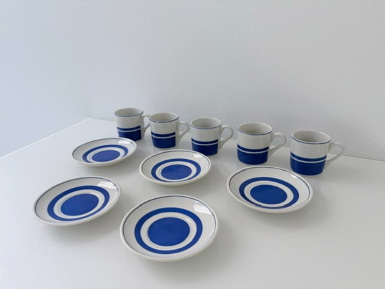 Set di 5 tazzine da caffè espresso finlandesi vintage blu bianco – Stoviglie, Ceramic (photo 10 of 11)