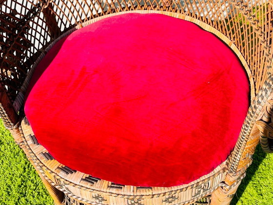 Image 1 of Fauteuil XL Peacock « Emmanuelle » en rotin. Vintage années 70.