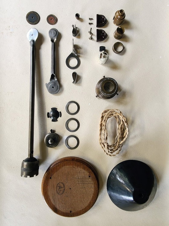 Image 1 of Rare Gras lamp, number 300, 1920s, with mercury glass reflector