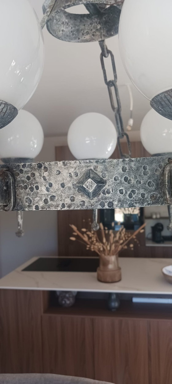 Lampadario Vintage in Ferro Battuto Anni '50 – Iron, Glass (photo 10 of 12)