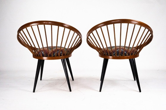 Image 1 of Par de sillas circulares Yngve Ekström para Swedese, Suecia, década de 1950 – Tapicería original