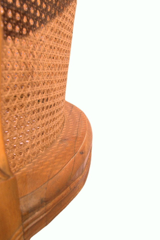 Cane office chair with central leg (also called a "couillard" chair), 89x68cm – Armchairs, Rattan, Wood (photo 8 of 10)