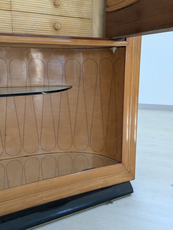 Image 1 of Dassi - Vittorio Dassi - Table d'appoint - Cristal, Bois, Laiton - Intérieur miroir