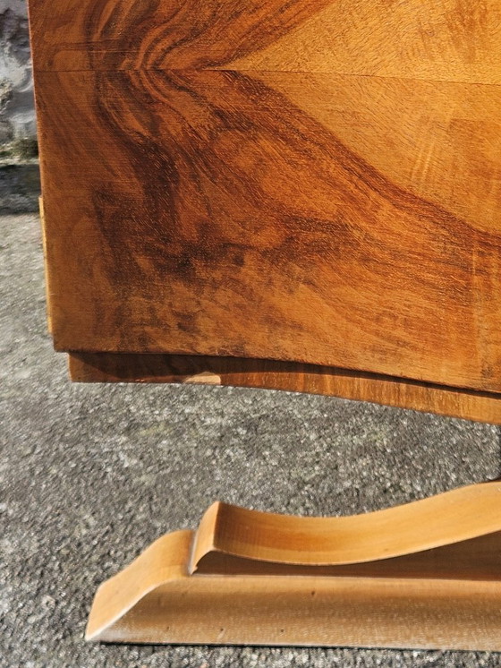 Image 1 of Buffet Art Déco français - Bois d'orme ronce brillant - Années 20