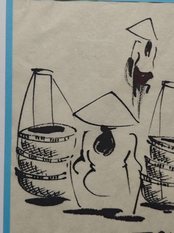Image 1 of Dibujo a tinta, Vietnam, mediados del siglo XX.