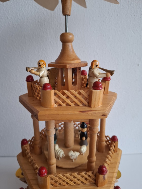 Image 1 of Vintage Christmas pyramid 3 tiers Ore Mountains