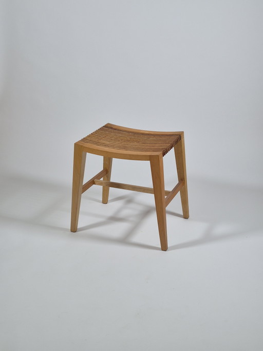 Vintage carpentry wooden stool slatted chair design – krukjes