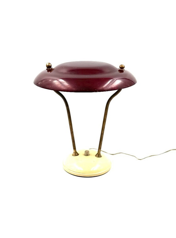 Image 1 of Mid-Century Messing Tisch / Schreibtischlampe, Frankreich ca. 1950