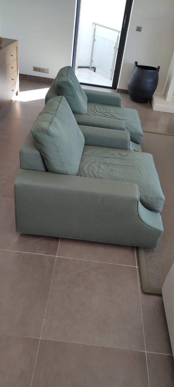 Image 1 of Giorgetti Astor fateuils in green solid rib fabric