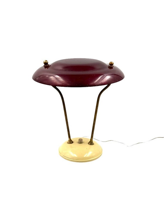 Image 1 of Mid-Century Messing Tisch / Schreibtischlampe, Frankreich ca. 1950