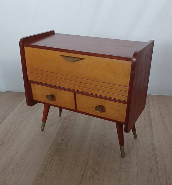 Charming Fifties Hall Cabinet – DKS kleinmoebel, Nightstands, Wood, Brass (photo 8 of 8)