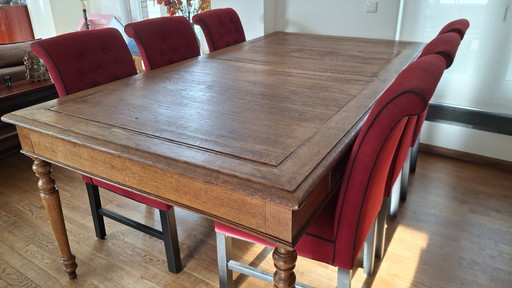 Mesa de comedor antigua con 6 sillas (opcional)